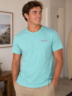 Hurley Men's Light Aqua Crew Neck Short Sleeve Tee